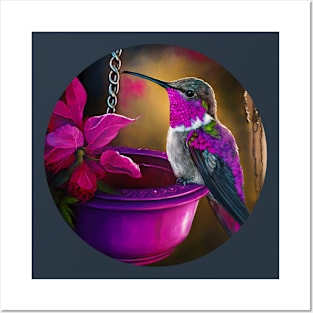 Beautiful Hummingbird and Flower Posters and Art